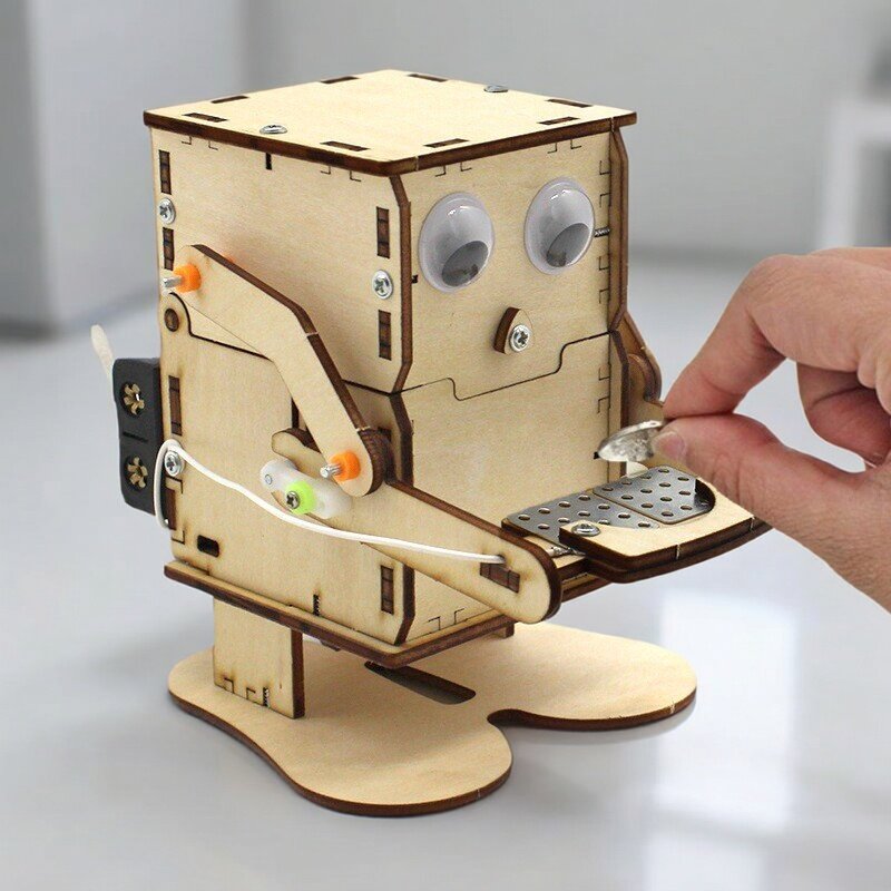 Houten doe-het-zelf robot die  - Science Project Kit recensie en prijs